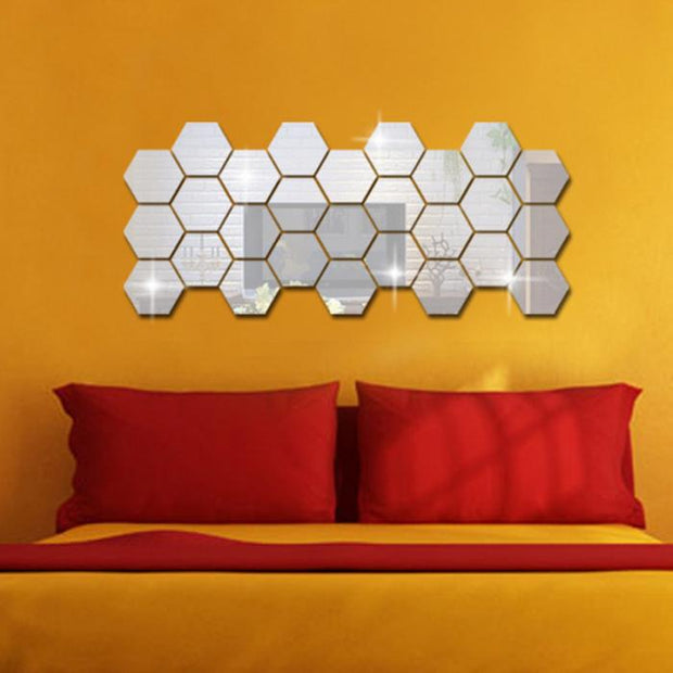 3D Hexagon Acrylic Mirror Wall Stickers