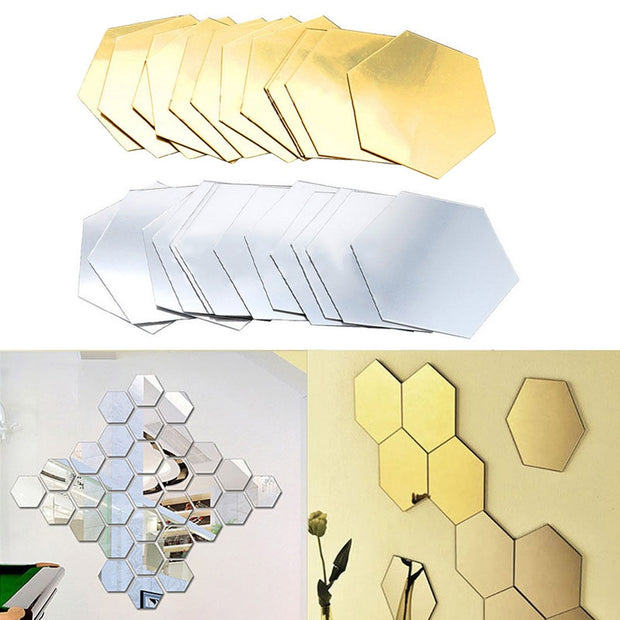 3D Hexagon Acrylic Mirror Wall Stickers