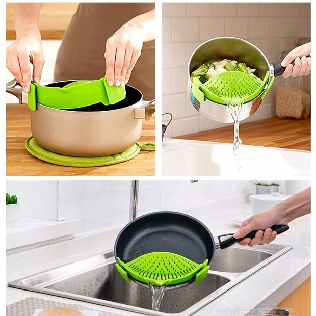 Silicone Clip On Pot Strainer Drainer